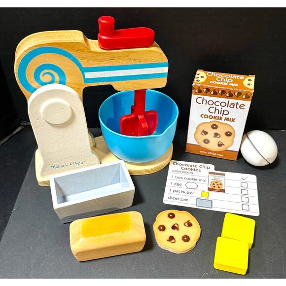 Melissa & Doug Wooden Make-a-Cake Mixer & chocolate chip cookie mix sets - Picture 1 of 9